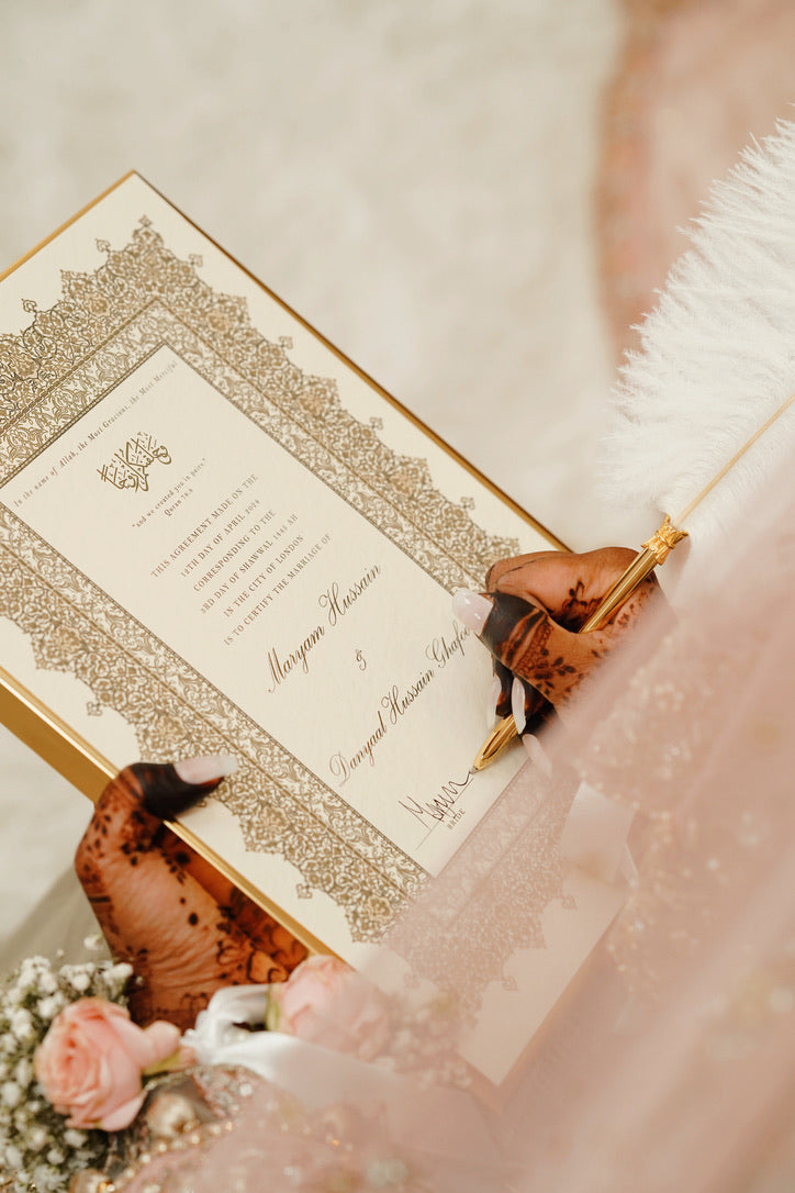 Personalised Luxury Nikkah Certificate - Afreen Gold