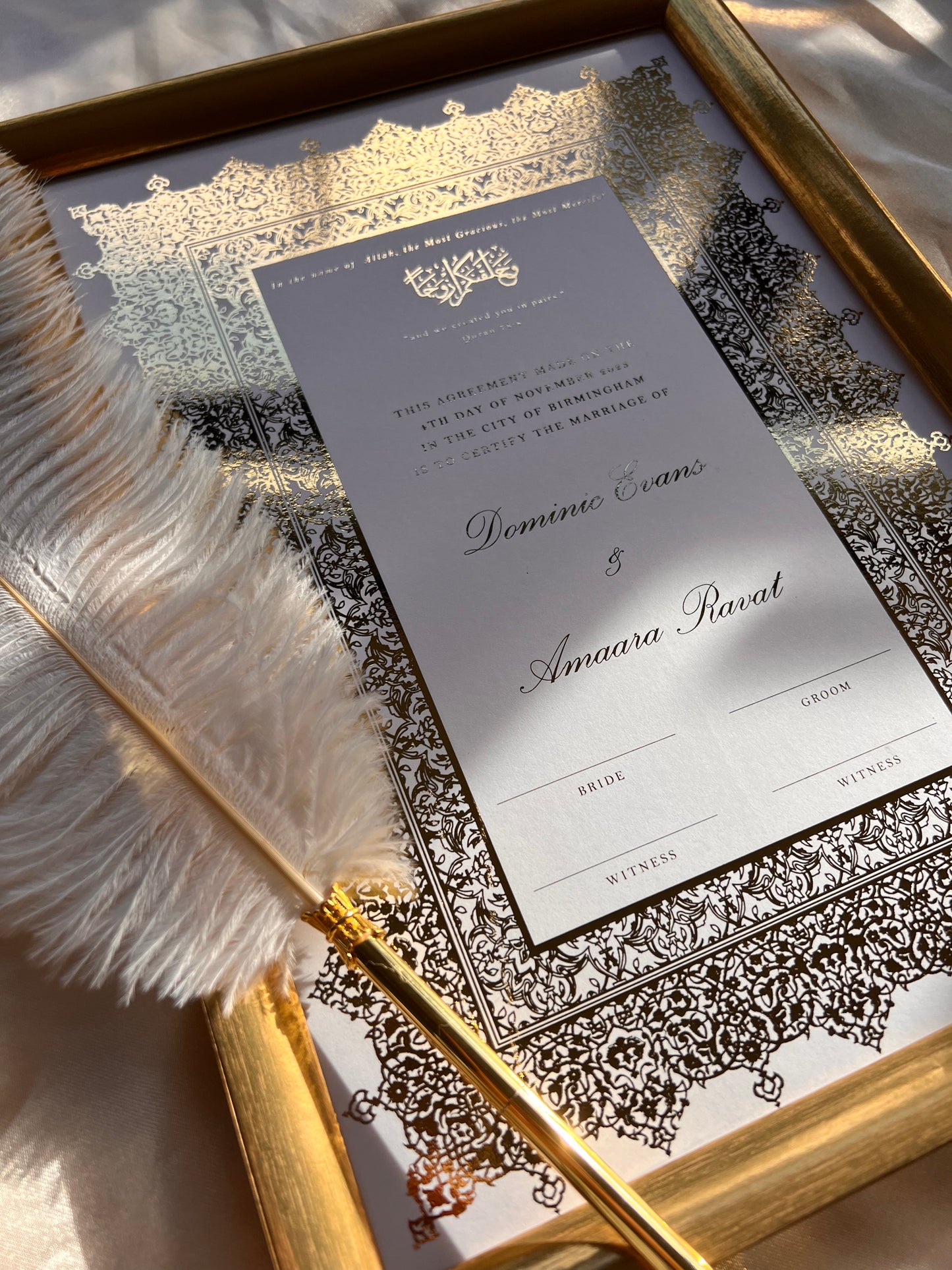 Personalised Luxury Nikkah Certificate - Afreen (Foiled)