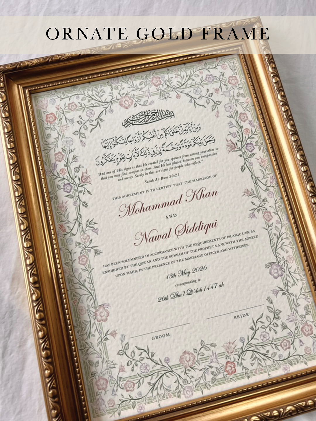 Personalised Luxury Nikkah Certificate - Baleeqh