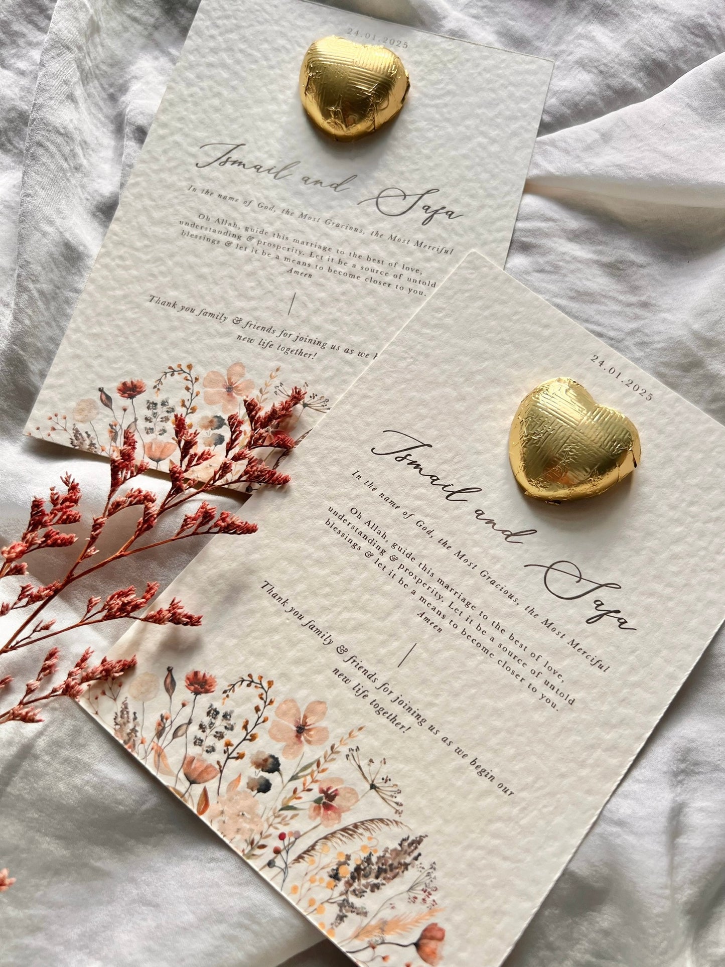 Nikkah favour, Ameen favor, Aqiqah favours, Mawlut favor, Bridal Shower favour, Baby Shower favours, Wedding favour, Birthday favor, Welcome Party favours, Housewarming favours, Engagement favor, Ramadan favours, Eid favours, Quran Graduation gifts, Umrah/Hajj favor, Islamic wedding favours , Muslim wedding favours , Gold Foiled Chocolate Hearts Token Favours on Premium Textured Card, 25x Personalised chocolate wedding Favours, Walima Favours, Mendhi Favours, Eid Favours, Umrah, Nikkah Favours
