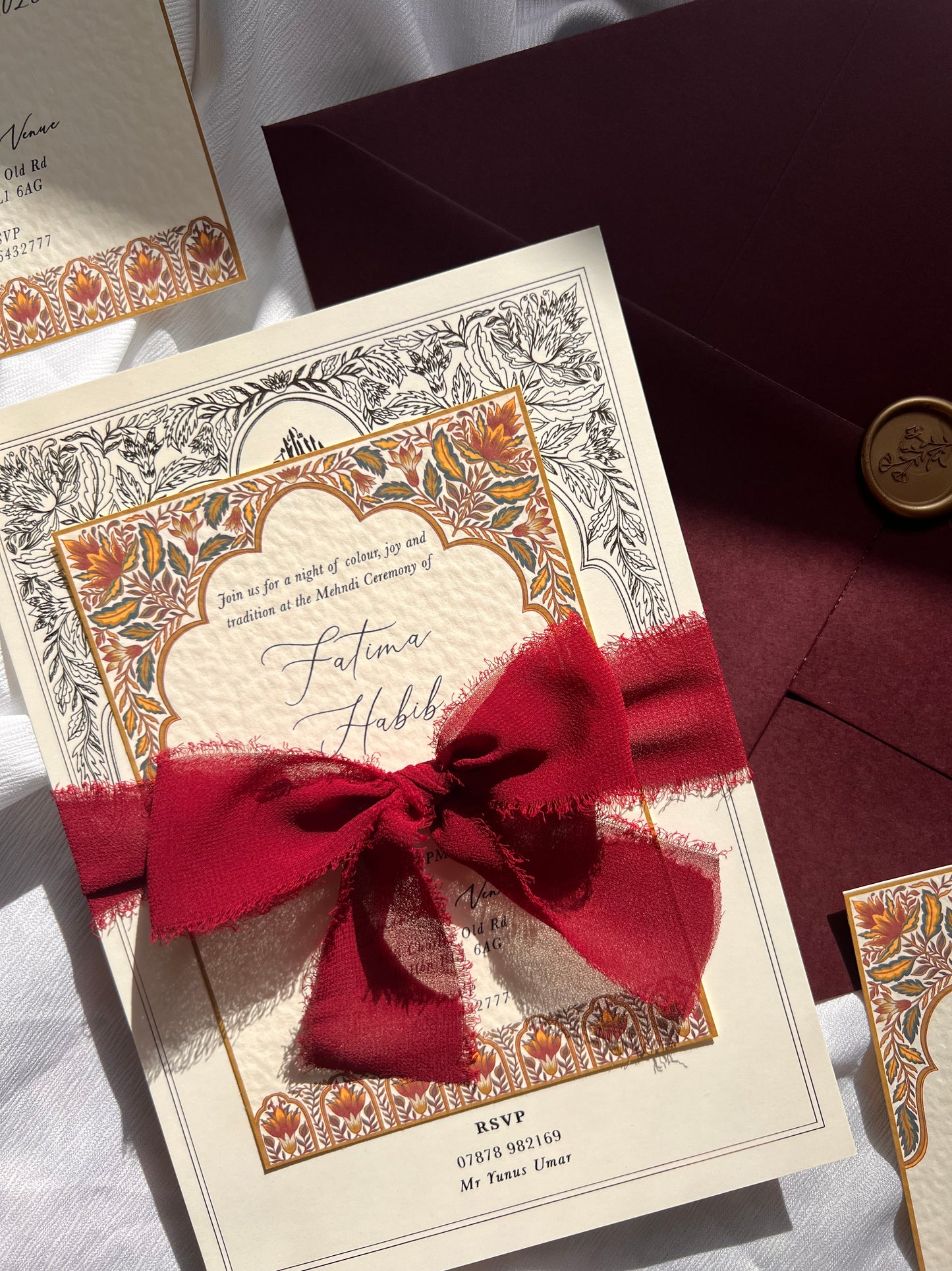 Mehndi Invitation - Safa (Maroon)