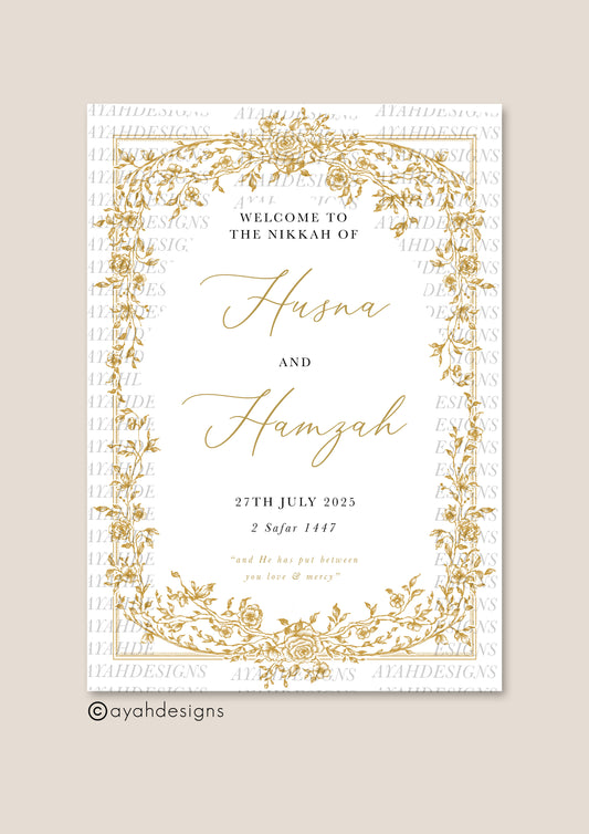 Minimalistic welcome sign, White and black, Neutral Welcome Sign, Quran verse, 
Elegant Intricate Nikkah Sign,  Islamic Wedding Welcome Sign, Mughal Arch, Engagement Pastel Green, Sage green welcome sign, Muslim Wedding, Nikkah Sign, Islamic Welcome Sign, Acrylic Sign, Modern Welcome Sign, Wedding Entry Sign,