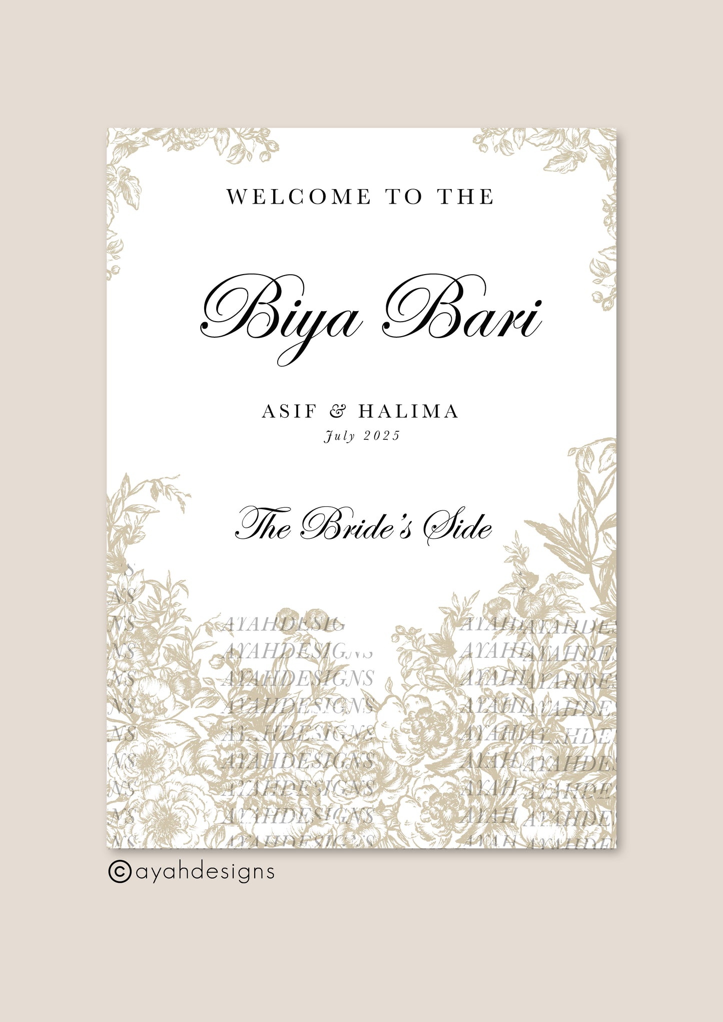 Biya Bari Welcome Sign - Jamila