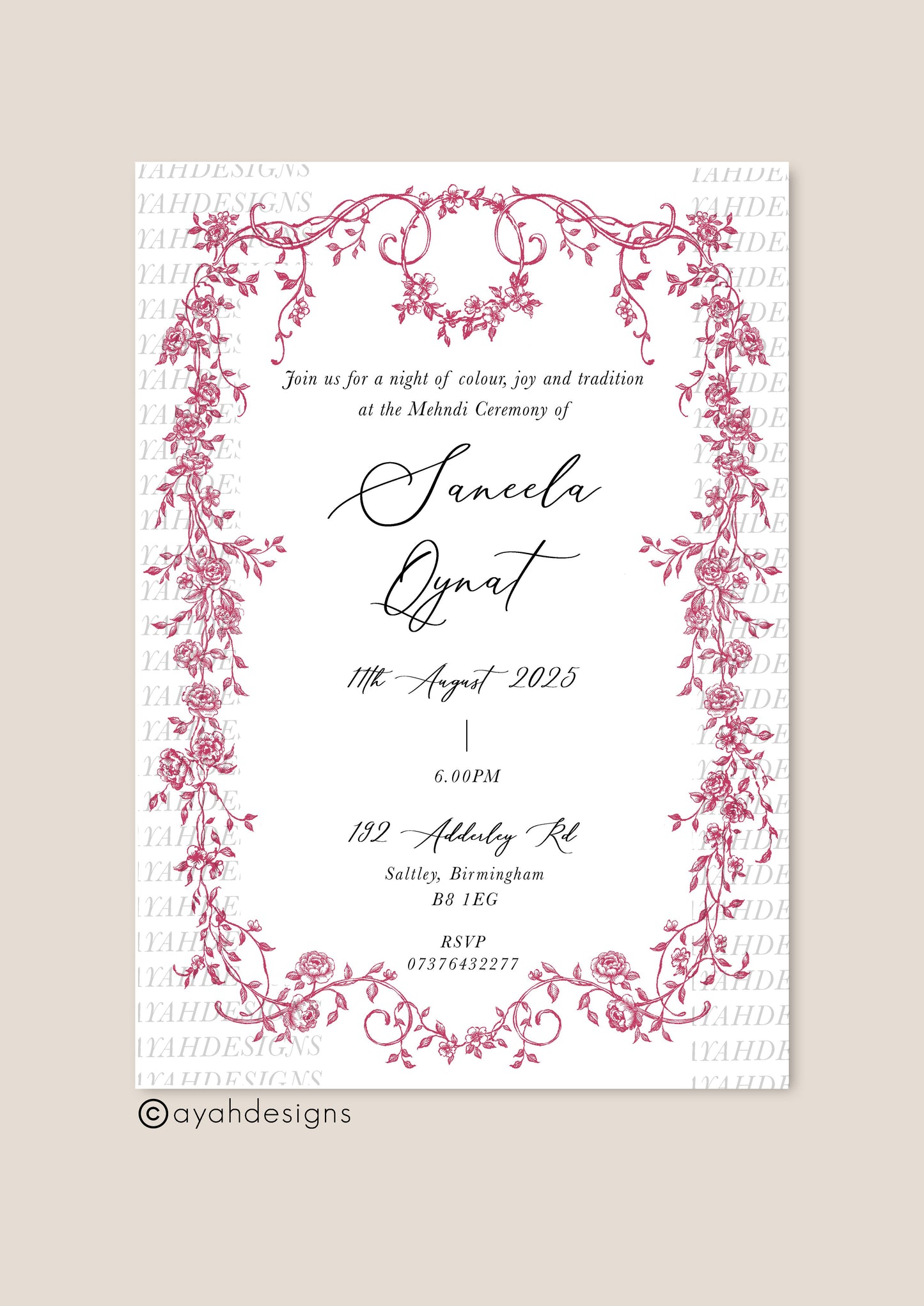 Mehndi Invitation - Hayat
