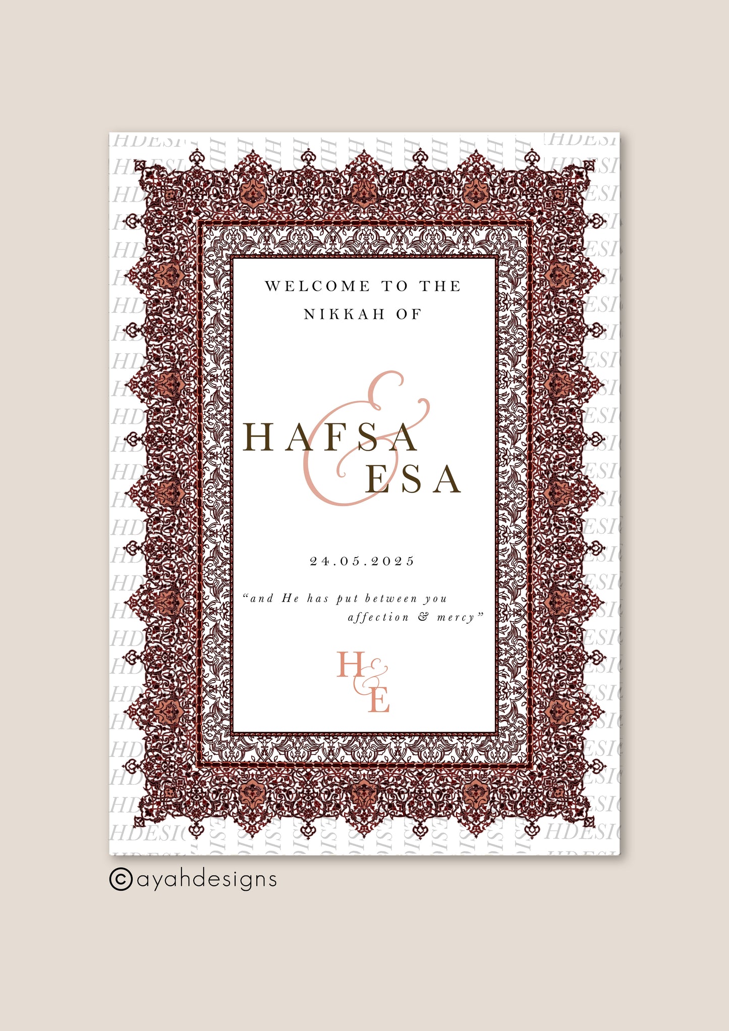 Nikkah Welcome Sign - Afreen (Red)