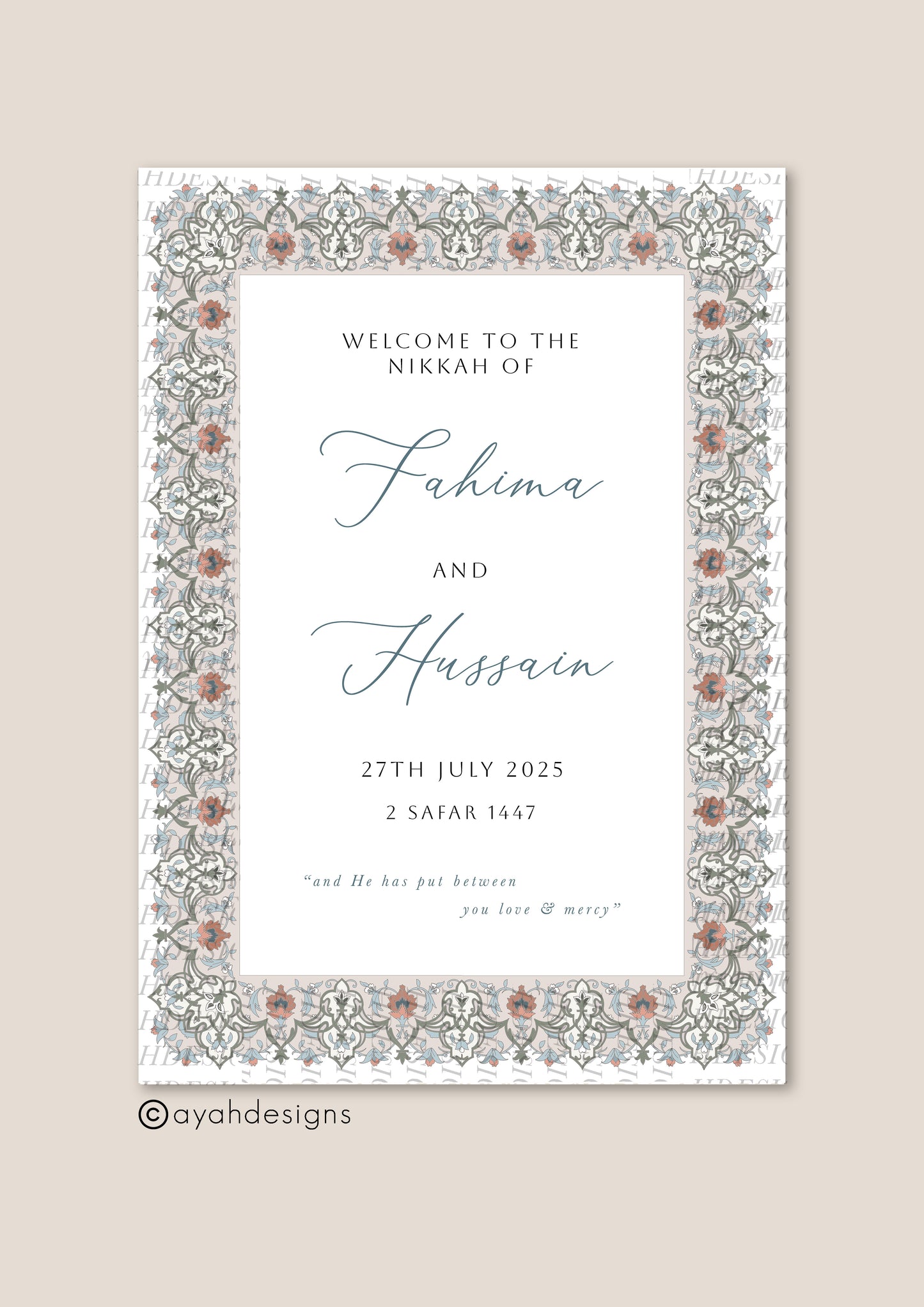 Nikkah Welcome Sign - Habib