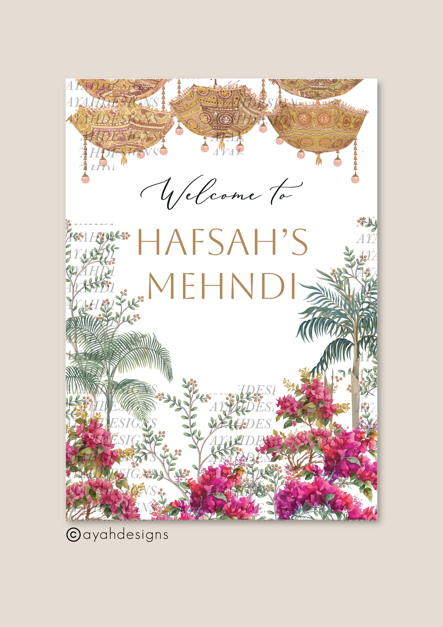 Mehndi Welcome Sign - Hiba