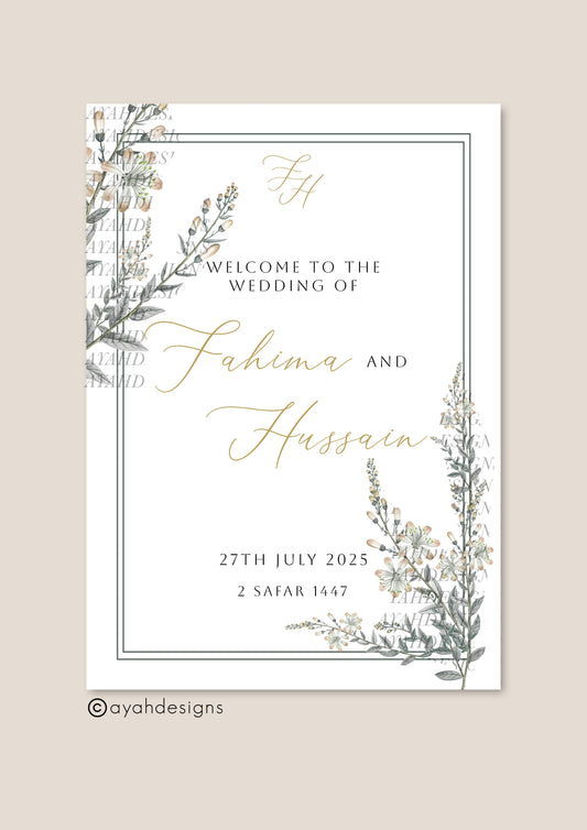 Walima Welcome Sign - Amina