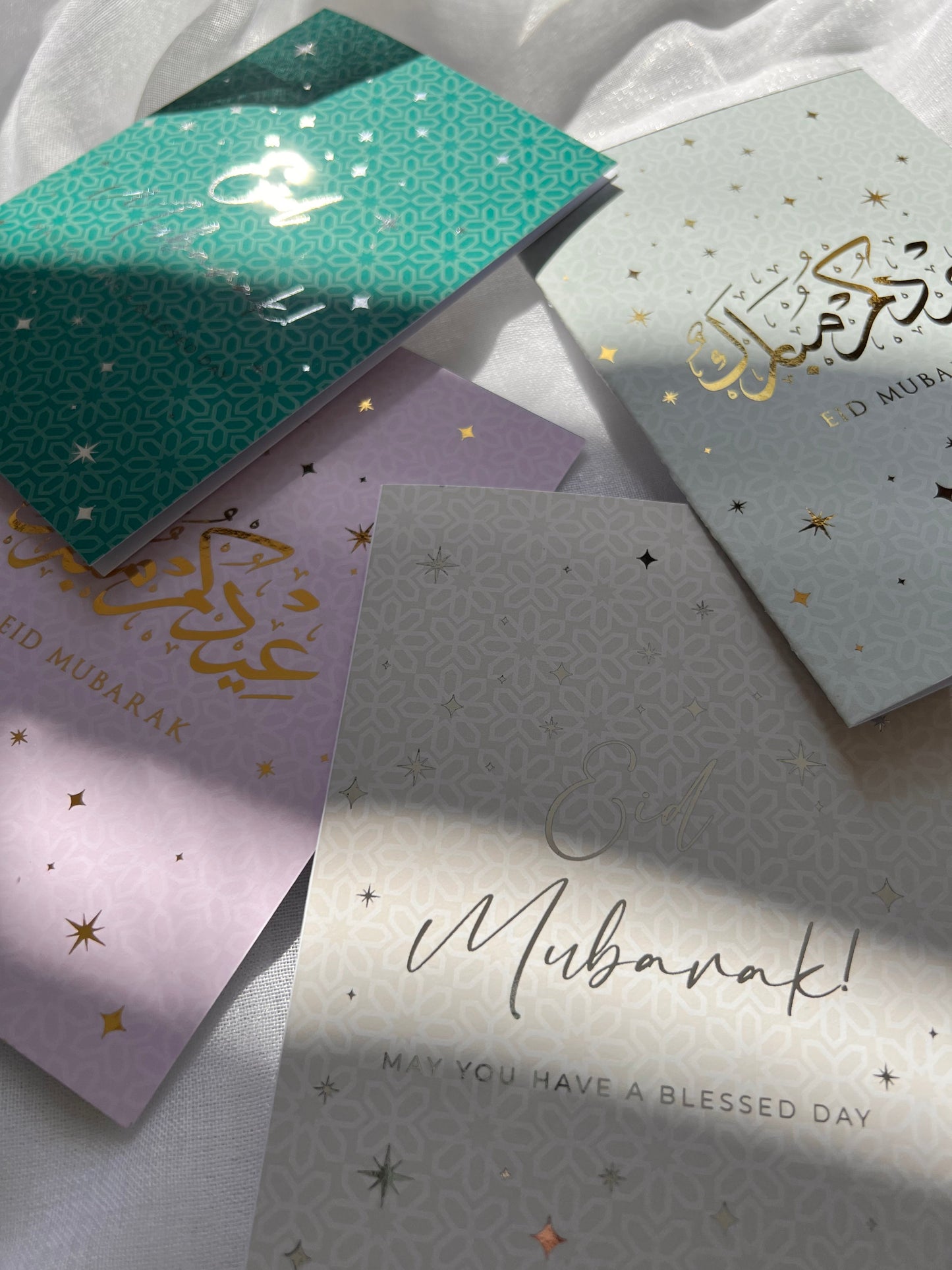 Luxury Mixed Colour Eid Cards - Foiled (Pack of 4)