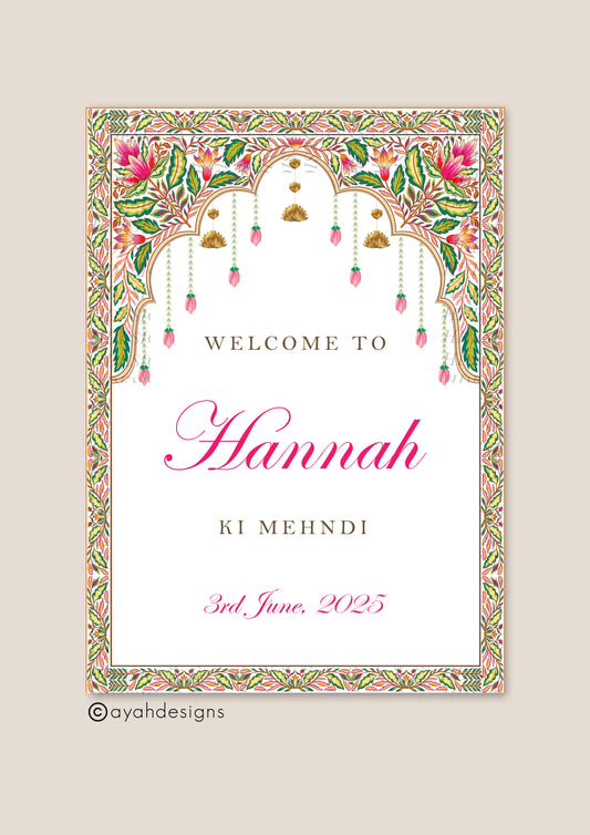 Mehndi Welcome Sign - Jamila