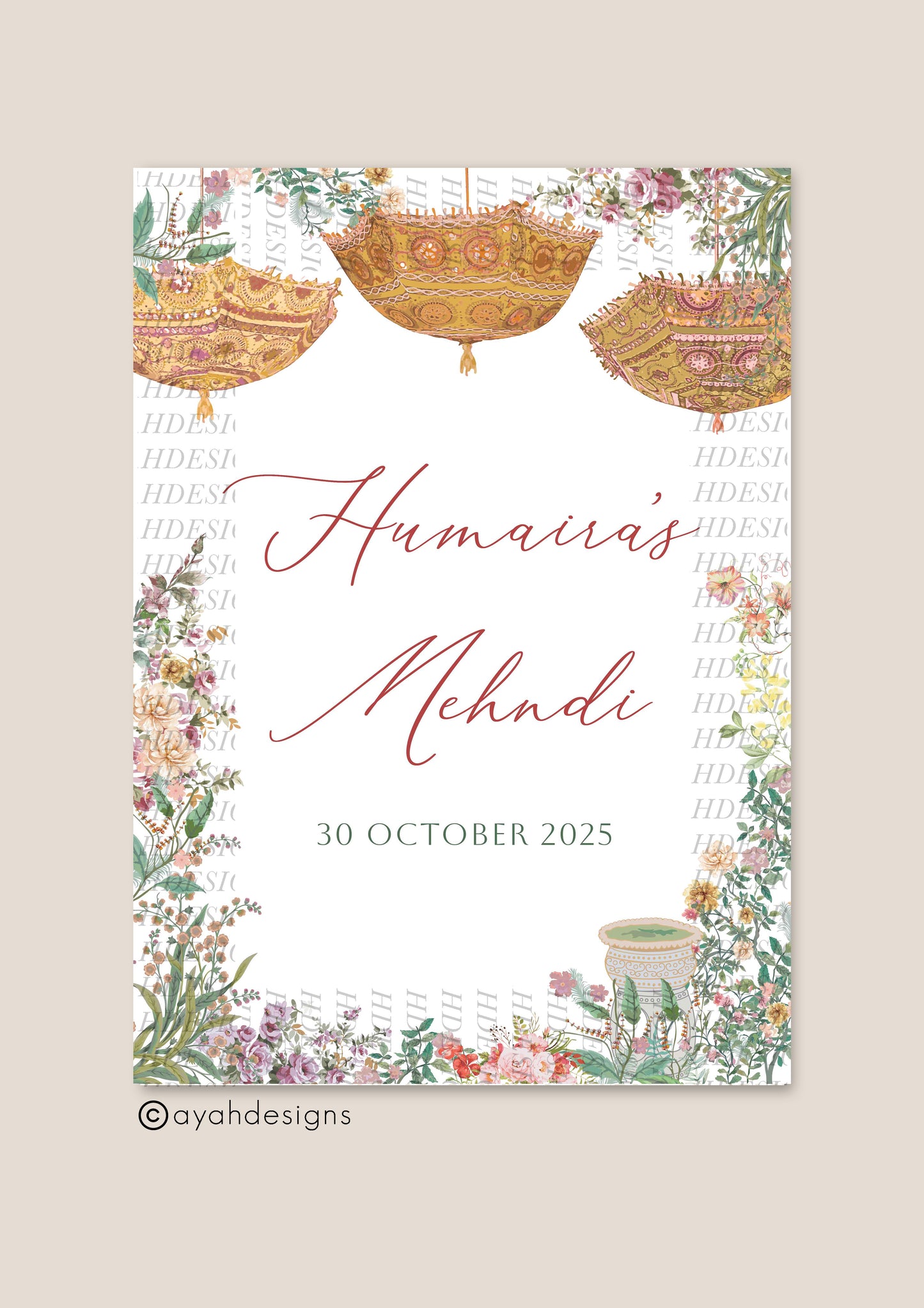 Mehndi Welcome Sign - Yasmin