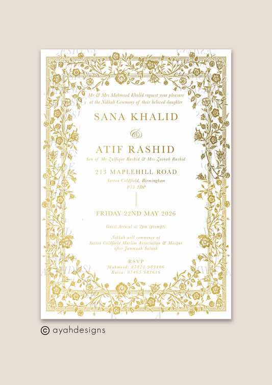 Invitation Insert (5 x 7") - Farah (Foiled)