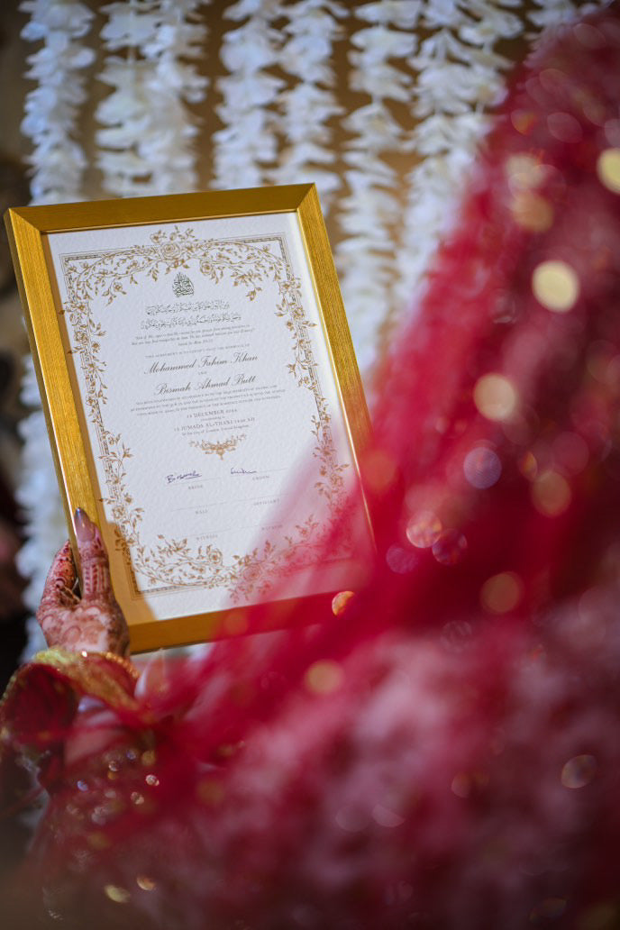 Personalised Luxury Nikkah Certificate - Mahek Gold