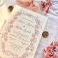 gold invite, gold calligraphy Islamic wedding invitation, floral Nikah invitation design, floral wedding invitation, personalised wedding invite, personalised wedding invitation, custom wedding, custom invitation, Walima invitation cards