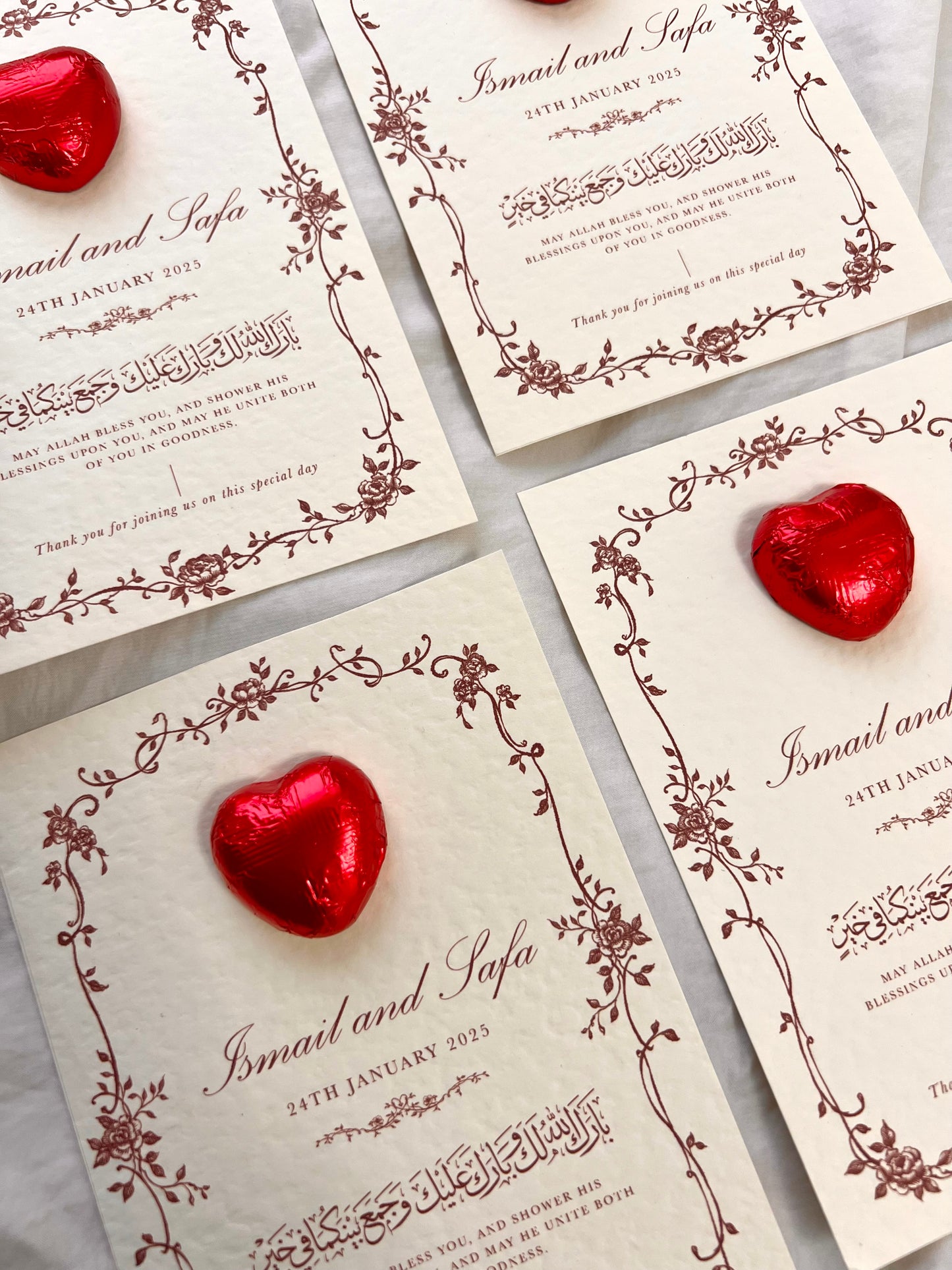 Wedding favor for Nikkah, Nikkah gift token, Nikkah keepsake, Islamic wedding favour, Nikkah celebration gift, Traditional Nikkah favor, Commemorative Nikkah gift, Nikkah blessing favor, Wedding favour for Muslim couple, Token of love for Nikkah, Islamic wedding favours , Muslim wedding favours , Gold Foiled Chocolate Hearts Token Favours on Premium Textured Card, 25x Personalised chocolate wedding Favours, Walima Favours, Mendhi Favours, Eid Favours, Umrah, Nikkah Favours