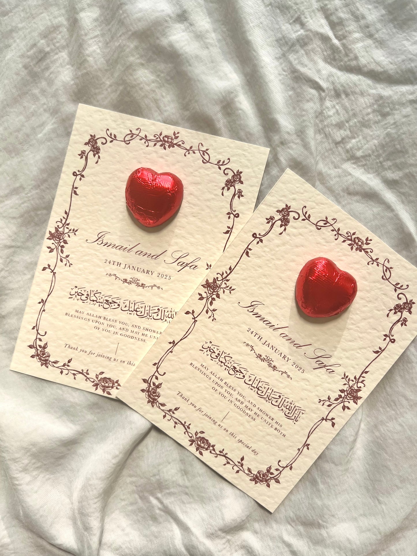 In Lieu of Favours, Chocolate Favours, Charity Wedding Favours, Wedding favor, Nikkah Favors, Katb Kitab Favour, Engagement Gold Chocolate, Chocolate Gift, Pretty Wedding Favor, Islamic wedding favours , Muslim wedding favours , Gold Foiled Chocolate Hearts Token Favours on Premium Textured Card, 25x Personalised chocolate wedding Favours, Walima Favours, Mendhi Favours, Eid Favours, Umrah, Nikkah Favours