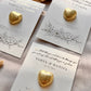 Nikkah favour, Ameen favor, Aqiqah favours, Mawlut favor, Bridal Shower favour, Baby Shower favours, Wedding favour, Birthday favor, Welcome Party favours, Housewarming favours, Engagement favor, Ramadan favours, Eid favours, Quran Graduation gifts, Umrah/Hajj favor, Islamic wedding favours , Muslim wedding favours , Gold Foiled Chocolate Hearts Token Favours on Premium Textured Card, 25x Personalised chocolate wedding Favours, Walima Favours, Mendhi Favours, Eid Favours, Umrah, Nikkah Favours