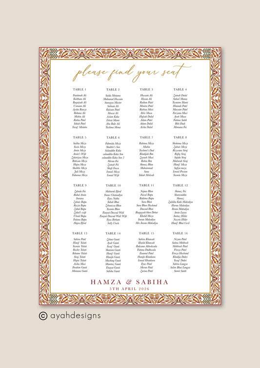 Seating Chart - Aziza