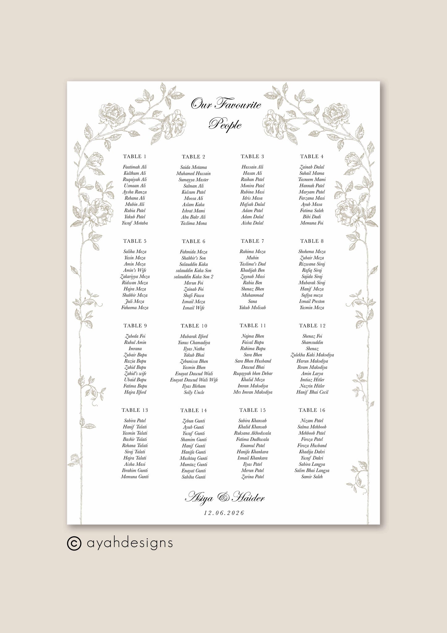 Seating Chart - Lina