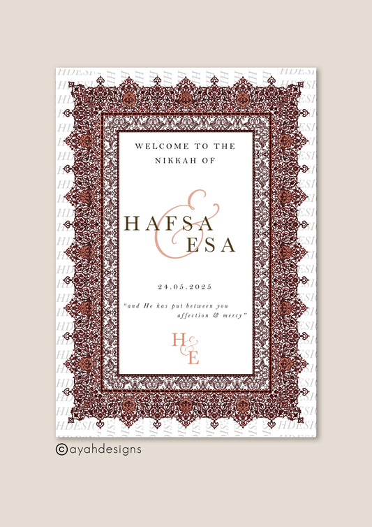 Nikkah Welcome Sign - Afreen (Red)