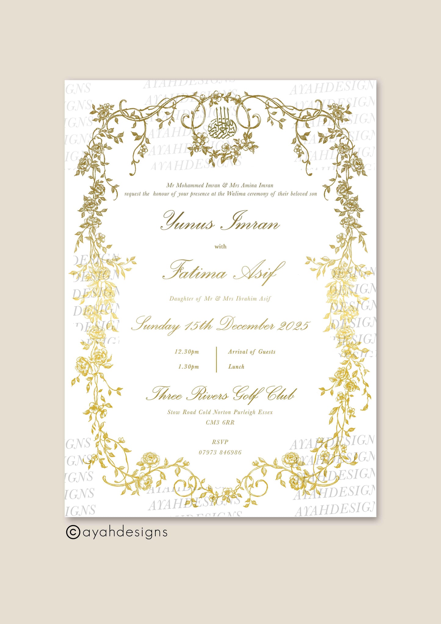 Wedding Invitation - Hayat (Foiled)