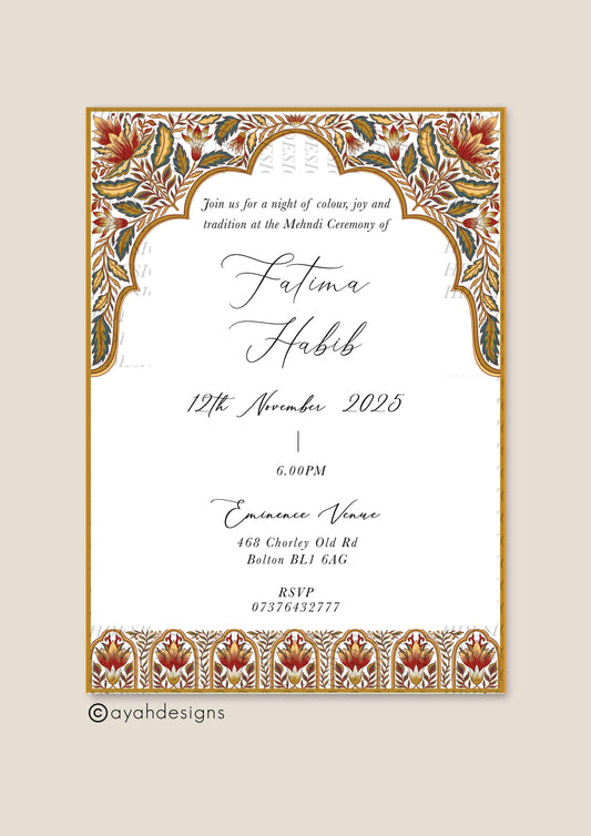 Mehndi Invitation - Safa (Maroon)