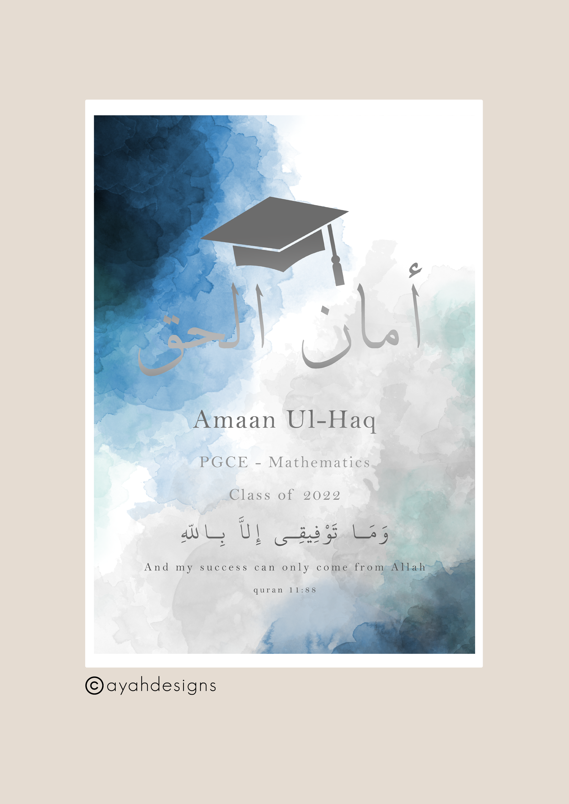 Custom Islamic Graduation Print – Ayah Designs
